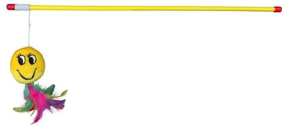 Удочка с плюшевым смайликом и перьями - 50 см в Алматы и в Казахстане за 1 440 ₸