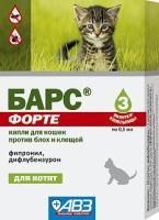 Барс Форте капли на холку от блох для котят - 3 пипетки в Алматы и в Казахстане за 1 350 ₸