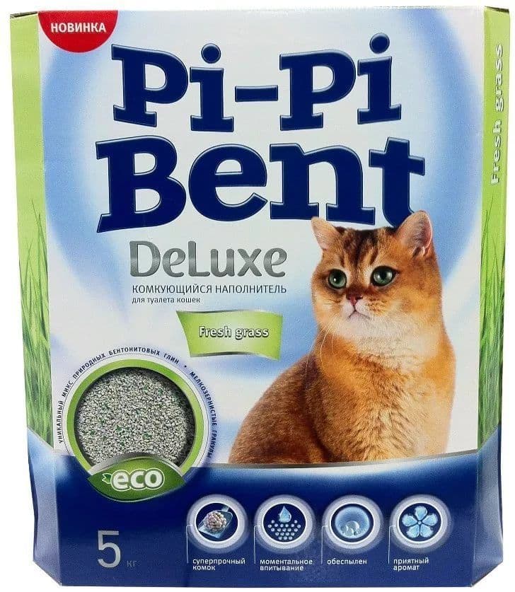 Комкующийся наполнитель для кошачьего туалета Pi-pi Bent Делюкс Свежая трава 5 кг. в Алматы и в Казахстане за 5 710 ₸