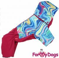 Дождевик для собак утепленный мультиколор/бордо на флисе для девочек - Размер 20 для собак в Алматы и в Казахстане