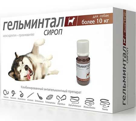Антипаразитарный сироп Гельминтал для собак более - 10 кг в Алматы и в Казахстане за 3 000 ₸