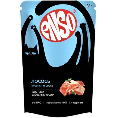 Полнорационный влажный корм кусочки в соусе для кошек с лососем - 85 гр в Алматы и в Казахстане за 600 ₸