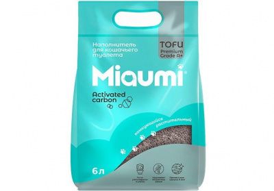 Натуральный комкующийся наполнитель для кошачьего туалета Miaumi Tofu Activated Carbon - 6 л в Алматы и в Казахстане за 6 010 ₸