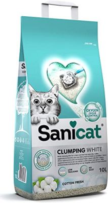 Комкующийся наполнитель Sanicat Clumping White Cotton Fresh с ароматом свежего хлопка - 10 литров в Алматы и в Казахстане за 8 680 ₸