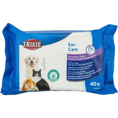 TRIXIE гигиенические влажные салфетки, для ухода за ушами, для собак, кошек и других мелких животных - 40 шт в Алматы и в Казахстане за 2 100 ₸