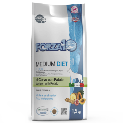 Диетический полнорационный корм Forza10 Medium Diet для взрослых собак средних пород из оленины с картофелем, 1,5 кг в Алматы и в Казахстане за 7 960 ₸